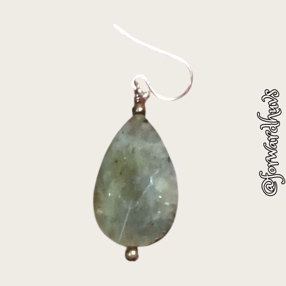 Faceted *Labradorite Stone Dangle Earrings – Elegant - Picture 1 of 8